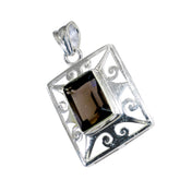 Micaela Brown Filigree Pendant with Elegant Silver Design Smoky Quartz Brown Brown