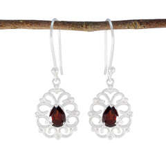 Mila Solitaire Dangle Earrings for Everyday Elegance Garnet Red Dangle