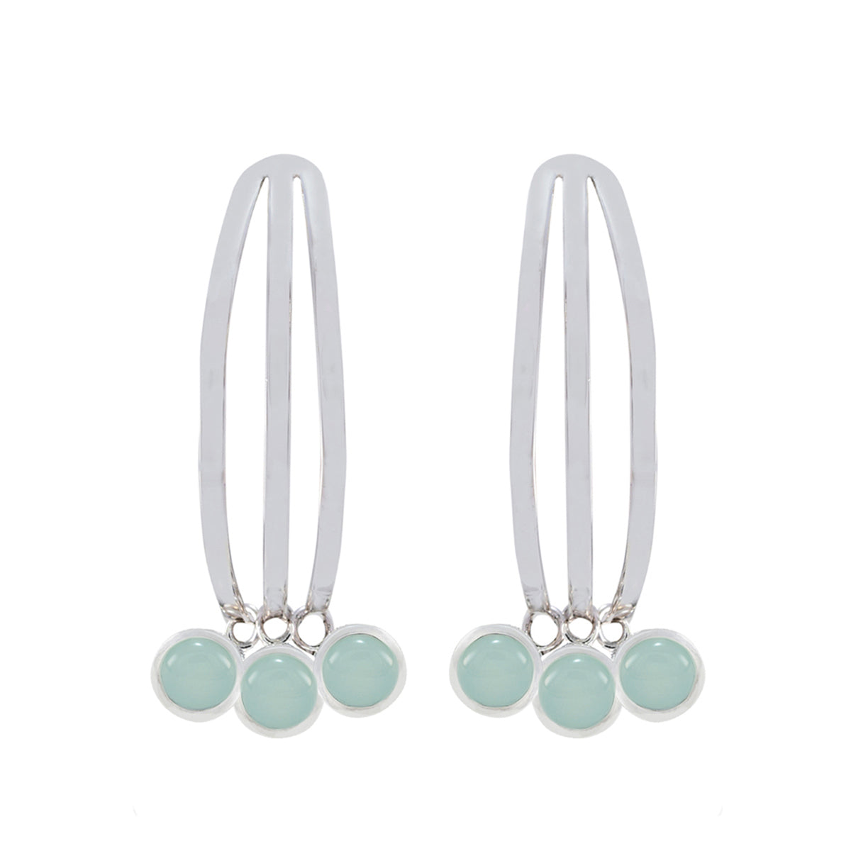 Milagros Aqua Stud Earrings for Everyday Chic Aqua Chalcedony Green Stud