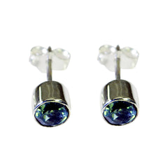 Milagros Blue Stud Earrings for Everyday Glam Blue Topaz Blue Stud