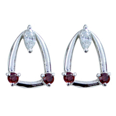 Milagros Red Stud Earrings with Elegant Design