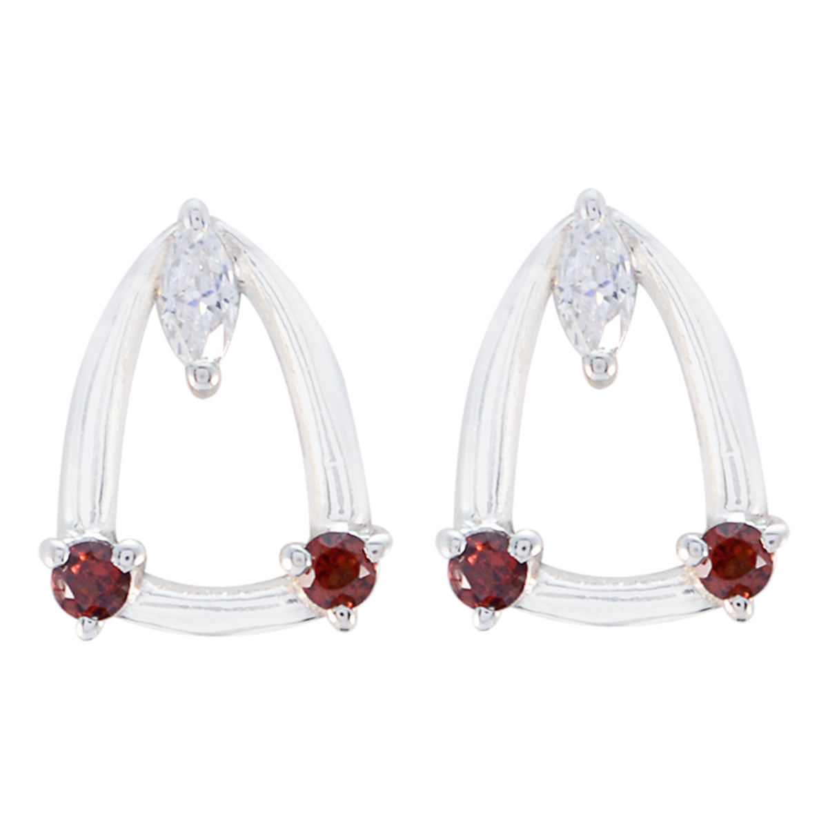 Milagros Red Stud Earrings with Elegant Design Garnet Red Stud