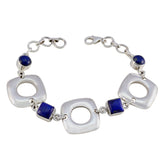 Katharina Minimal Blue Links Bracelet for Everyday Style Lapis Lazuli Blue