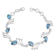 Bella Minimal Blue Links Bracelet for Everyday Glam Blue Topaz Blue