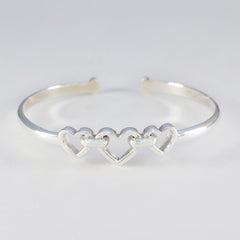 Pauline Minimal Silver Bangle Bracelet with Heart Design