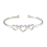 Pauline Minimal Silver Bangle Bracelet with Heart Design Plain Silver