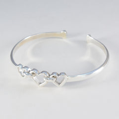 Pauline Minimal Silver Bangle Bracelet with Heart Design