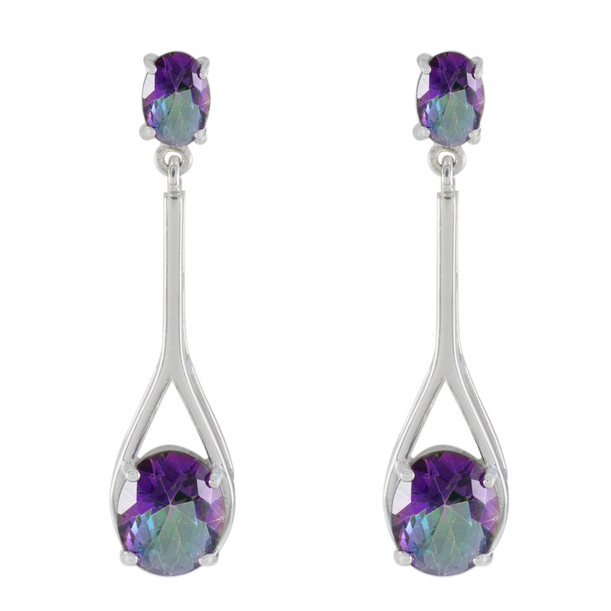 Ling Minimal Toi et Moi Stud Earrings in Purple Mystic Quartz multicolor Stud