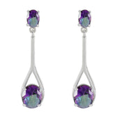 Ling Minimal Toi et Moi Stud Earrings in Purple Mystic Quartz multicolor Stud