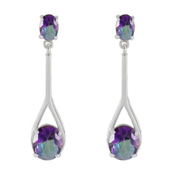 Ling Minimal Toi et Moi Stud Earrings in Purple Mystic Quartz multicolor Stud