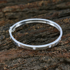 Ida Minimal White Bangle Bracelet with Sparkling Accents