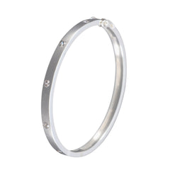 Ida Minimal White Bangle Bracelet with Sparkling Accents