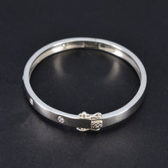 Ida Minimal White Bangle Bracelet with Sparkling Accents