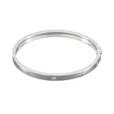 Ida Minimal White Bangle Bracelet with Sparkling Accents White CZ White