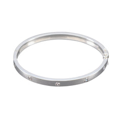 Ida Minimal White Bangle Bracelet with Sparkling Accents White CZ White