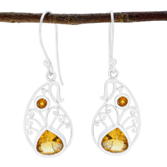 Ha-eun Minimal Yellow Dangle Earrings for Everyday Wear Citrine Yellow Dangle
