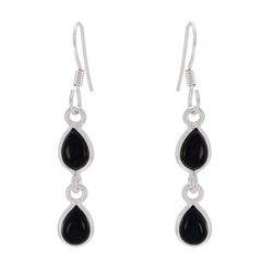 Valentina Minimalist Black Dangle Earrings for Daily Wear Black Onyx Black Dangle