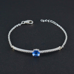 Ava Minimalist Blue Bracelet with Elegant Gemstone Accent