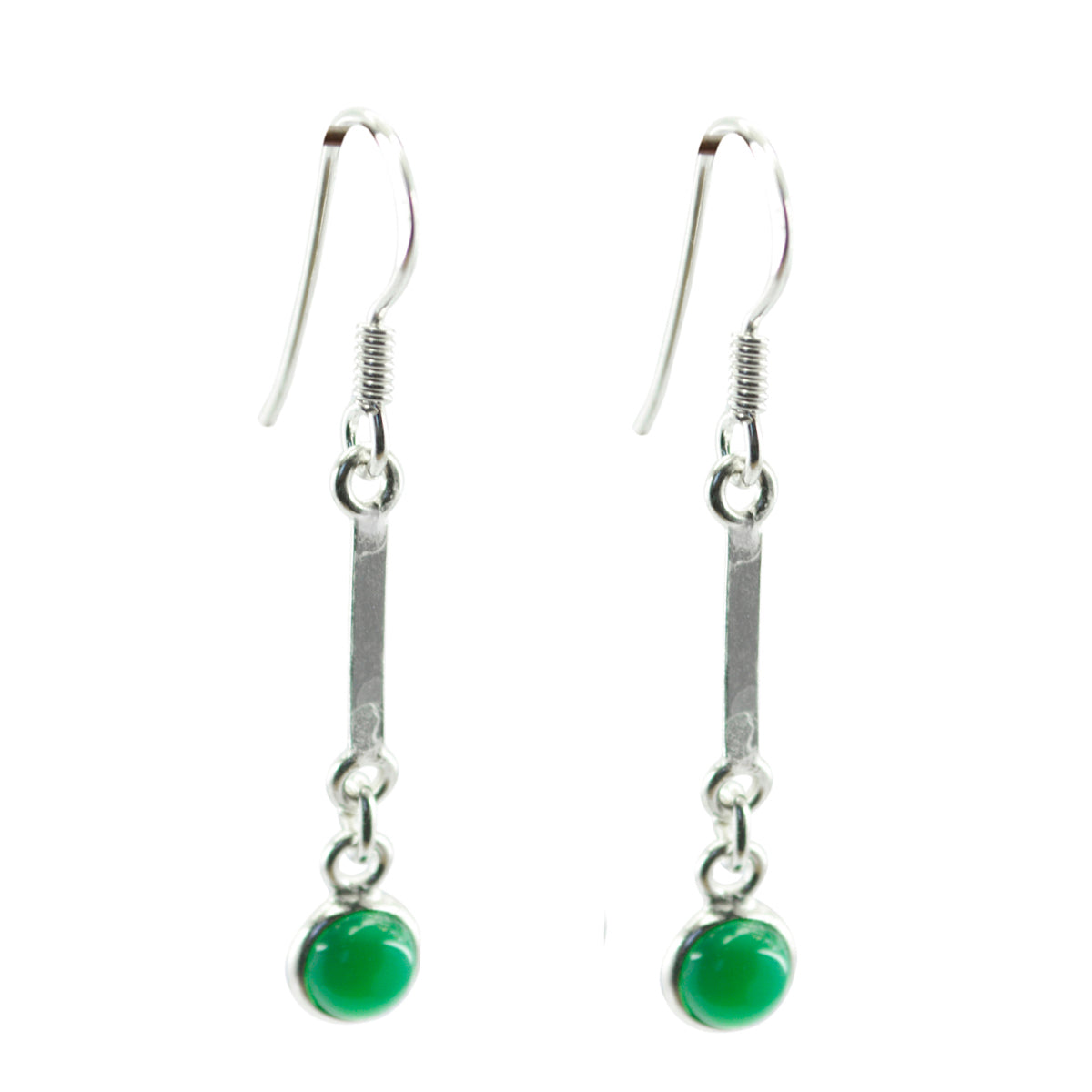 Bruna Minimalist Green Dangle Earrings for Everyday Glam Green Onyx Green Dangle