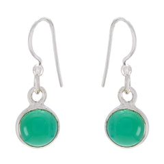 Bianca Minimalist Green Dangle Earrings for Everyday Wear Green Onyx Green Dangle