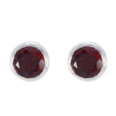 Hina Minimalist Red Stud Earrings for Everyday Wear Garnet Red Stud