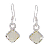 Min-seo Minimalist White Dangle Earrings for Everyday Wear Rainbow Moonstone White Dangle