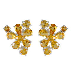 Giulia Minimalist Yellow Stud Earrings for Every Occasion Citrine Yellow Stud