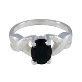 Hye-jin Modern Black Solitaire Ring Black Onyx Black