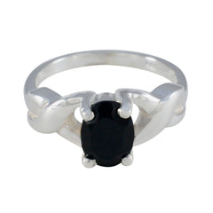 Hye-jin Modern Black Solitaire Ring Black Onyx Black