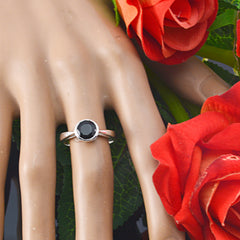 Nari Modern Black Solitaire Ring in Sterling Silver