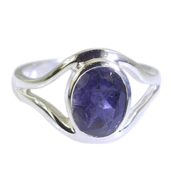 Ananya modern blue gemstone ring with oval blue stone and sleek silver band design