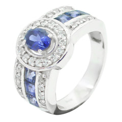 Natcha Modern Blue Halo Ring with Gemstone Sparkle