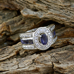 Natcha Modern Blue Halo Ring with Gemstone Sparkle