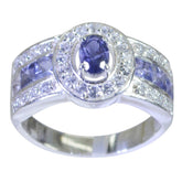 Natcha Modern Blue Halo Ring with Gemstone Sparkle Iolite Blue