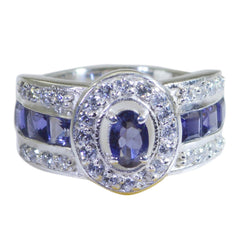 Natcha Modern Blue Halo Ring with Gemstone Sparkle