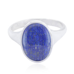 Araya Modern Blue Solitaire Ring in Sterling Silver