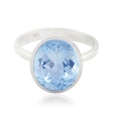 Luisa Modern Blue Solitaire Ring in Sterling Silver Blue Topaz Blue
