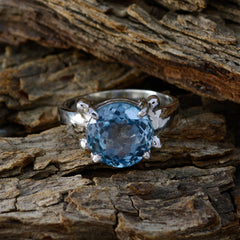 Agnes Modern Blue Solitaire Ring with Silver Band