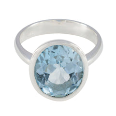 Luisa Modern Blue Solitaire Ring in Sterling Silver