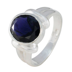 Natalia Modern Blue Solitaire Ring in Silver