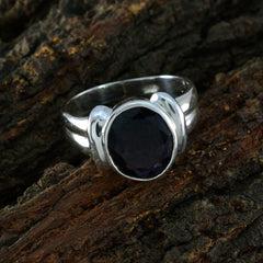 Natalia Modern Blue Solitaire Ring in Silver