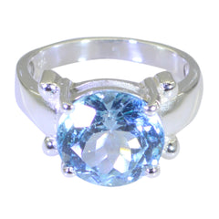 Agnes Modern Blue Solitaire Ring with Silver Band