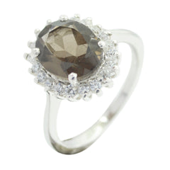 Hua Modern Brown Halo Ring with Sparkling Accents