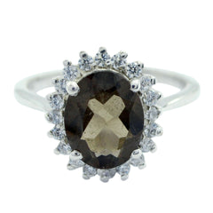 Hua Modern Brown Halo Ring with Sparkling Accents smoky quartz Brown