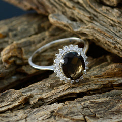 Hua Modern Brown Halo Ring with Sparkling Accents