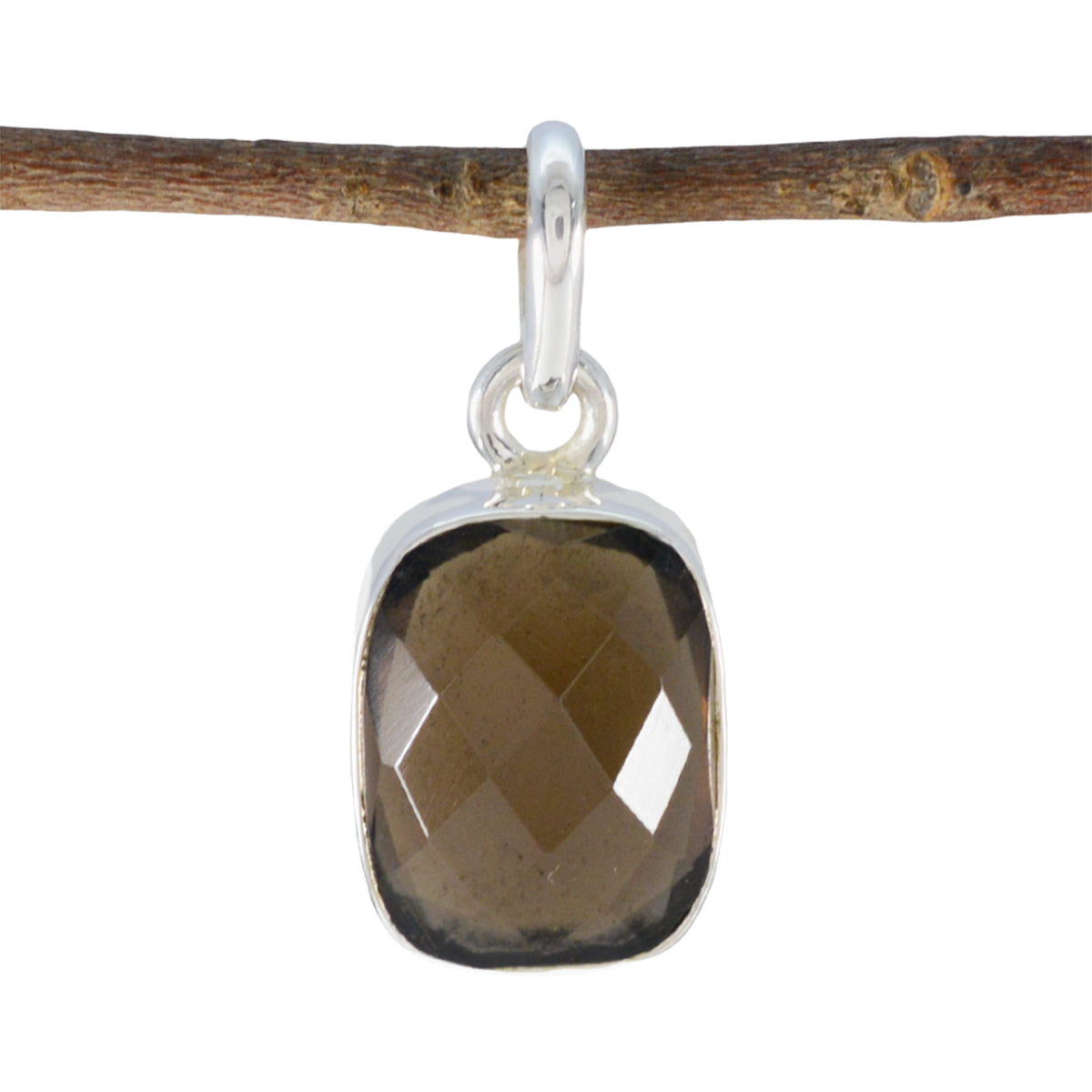 Anna Modern Brown Pendant with Faceted Gemstone Smoky Quartz Brown Brown