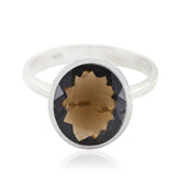 Katharina Modern Brown Solitaire Ring Smoky Quartz Brown
