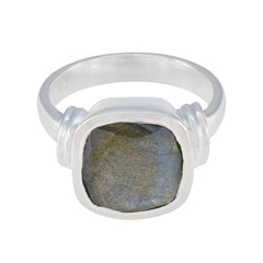 Aaliyah Modern Grey Solitaire Ring - Unique Statement Piece Labradorite Gray