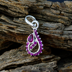 Renata Modern Minimalist Pendant with Ruby Accents