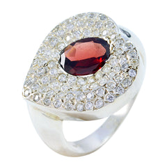 Ellie Modern Red Halo Ring with Gemstone Accent